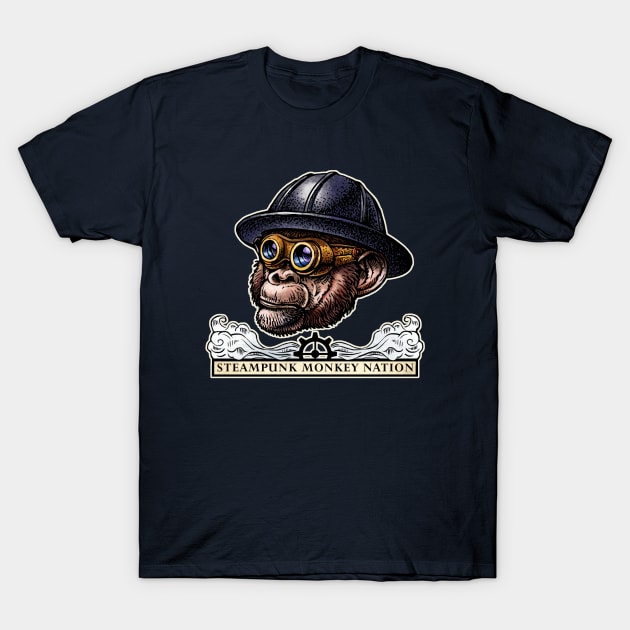 Steampunk Monkey Nation T-Shirt by ChetArt